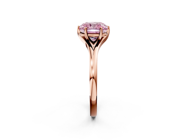 Rose gold Fancy Pink Cushion  Solitaire Diamond Ring with Six-Prong Setting and Tapered Band