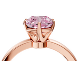 Rose gold Fancy Pink Cushion  Solitaire Diamond Ring with Six-Prong Setting on a Classic Band_7