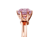 Rose gold Fancy Pink Cushion  Solitaire Diamond Ring with Six-Prong Setting on a Classic Band_8