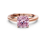 Rose gold Fancy Pink Cushion  Solitaire Diamond Ring with Split Shank and Four-Prong Setting_12
