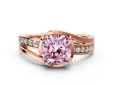 Rose gold Fancy Pink Cushion  Solitaire Diamond Ring with Split Shank and Prong Setting_42