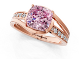 Rose gold Fancy Pink Cushion  Solitaire Diamond Ring with Split Shank and Prong Setting_43
