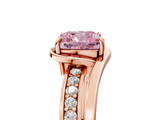 Rose gold Fancy Pink Cushion  Solitaire Diamond Ring with Split Shank and Prong Setting_47