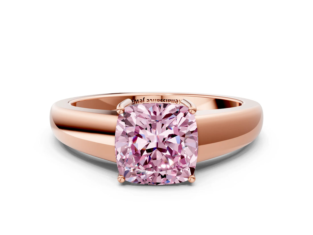 Rose gold Fancy Pink Cushion  Solitaire Diamond Ring with Tapered Band and Four-Prong Setting_49