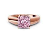Rose gold Fancy Pink Cushion  Solitaire Diamond Ring with Tapered Band and Four-Prong Setting_49