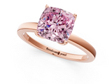 Rose gold Fancy Pink Cushion  Solitaire Diamond Ring with Thin Band and Four-Prong Setting_4