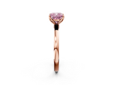 Rose gold Fancy Pink Cushion  Solitaire Diamond Ring with Thin Band and Four-Prong Setting_5