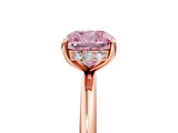 Rose gold Fancy Pink Cushion  Solitaire Diamond Ring with a Classic Band and Four-Prong Setting 5