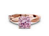 Rose gold Fancy Pink Cushion  Solitaire Diamond Twisted Band with Four-Prong Setting_79