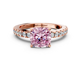 Rose gold Fancy Pink Cushion  Solitaire Diamond with Pavé Band and Four-Prong Setting_52