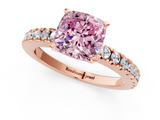 Rose gold Fancy Pink Cushion  Solitaire Diamond with Pavé Band and Four-Prong Setting_53