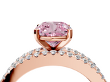Rose gold Fancy Pink Cushion  Solitaire Diamond with Pave and Channel Set Band_63