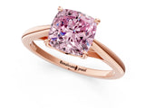Rose gold Fancy Pink Cushion  Solitaire Engagement Ring with Four-Prong Setting and Classic Band 1