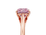 Rose gold Fancy Pink Cushion  Solitaire Engagement Ring with Four-Prong Setting and Classic Band