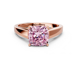 Rose gold Fancy Pink Cushion  Solitaire Engagement Ring with Four-Prong Setting and Tapered Band_3