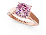 Rose gold Fancy Pink Cushion  Solitaire Engagement Ring with Four-Prong Setting and Tapered Band_4