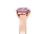 Rose gold Fancy Pink Cushion  Solitaire Engagement Ring with Four-Prong Setting and Tapered Band_8