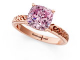 Rose gold Fancy Pink Cushion  Solitaire Engagement Ring with Scrollwork Band and Four-Prong Setting_130