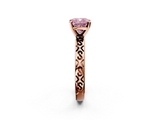Rose gold Fancy Pink Cushion  Solitaire Engagement Ring with Scrollwork Band and Four-Prong Setting_131