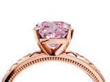 Rose gold Fancy Pink Cushion  Solitaire Engagement Ring with Scrollwork Band and Four-Prong Setting_133