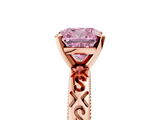 Rose gold Fancy Pink Cushion  Solitaire Engagement Ring with Scrollwork Band and Four-Prong Setting_134
