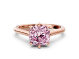 Rose gold Fancy Pink Cushion  Solitaire Engagement Ring with Six-Prong Setting and Classic Band 1