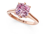 Rose gold Fancy Pink Cushion  Solitaire Engagement Ring with Six-Prong Setting and Classic Band 2