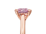 Rose gold Fancy Pink Cushion  Solitaire Engagement Ring with Six-Prong Setting and Classic Band