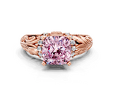 Rose gold Fancy Pink Cushion  Solitaire Filigree Engagement Ring with Halo and Prong Setting_80