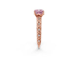 Rose gold Fancy Pink Cushion  Solitaire Floral Milgrain Engagement Ring_30