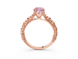 Rose gold Fancy Pink Cushion  Solitaire Floral Milgrain Engagement Ring_31