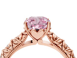 Rose gold Fancy Pink Cushion  Solitaire Floral Milgrain Engagement Ring_32