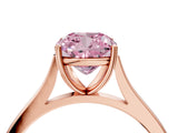 Rose gold Fancy Pink Cushion  Solitaire Heart Prong Engagement Ring with Tapered Band_58