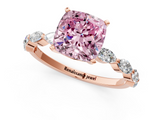 Rose gold Fancy Pink Cushion  Solitaire Marquise Side Stone Prong Setting Ring_45
