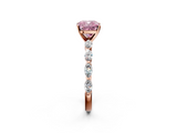 Rose gold Fancy Pink Cushion  Solitaire Marquise Side Stone Prong Setting Ring_46