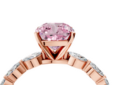 Rose gold Fancy Pink Cushion  Solitaire Marquise Side Stone Prong Setting Ring_48