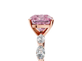 Rose gold Fancy Pink Cushion  Solitaire Marquise Side Stone Prong Setting Ring_49