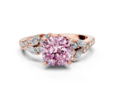 Rose gold Fancy Pink Cushion  Solitaire Marquise Twist Band with Six-Prong Setting_80