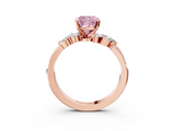 Rose gold Fancy Pink Cushion  Solitaire Marquise Twist Band with Six-Prong Setting_83