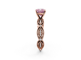 Rose gold Fancy Pink Cushion  Solitaire Milgrain Diamond Engagement Ring with Bezel and Marquise Band_82