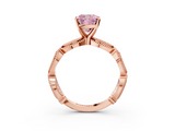 Rose gold Fancy Pink Cushion  Solitaire Milgrain Diamond Engagement Ring with Bezel and Marquise Band_83