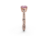 Rose gold Fancy Pink Cushion  Solitaire Pavé Band Prong Setting Ring_22