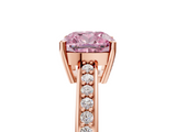 Rose gold Fancy Pink Cushion  Solitaire Pavé Band Prong Setting Ring_25