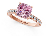 Rose gold Fancy Pink Cushion  Solitaire Pavé Band with Four-Prong Setting_139