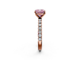 Rose gold Fancy Pink Cushion  Solitaire Pavé Band with Four-Prong Setting_140
