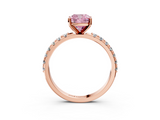 Rose gold Fancy Pink Cushion  Solitaire Pavé Band with Four-Prong Setting_141