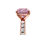 Rose gold Fancy Pink Cushion  Solitaire Pavé Band with Four-Prong Setting_143