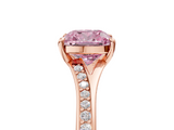 Rose gold Fancy Pink Cushion  Solitaire Pavé Band with Four-Prong Setting_50