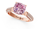 Rose gold Fancy Pink Cushion  Solitaire Pavé Diamond Engagement Ring with Four-Prong Setting_140