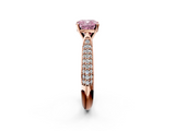 Rose gold Fancy Pink Cushion  Solitaire Pavé Diamond Engagement Ring with Four-Prong Setting_141
